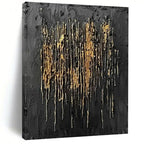 “Black and Gold Drip Elegance” - Abstract Textured Painting On Canvas PT2358