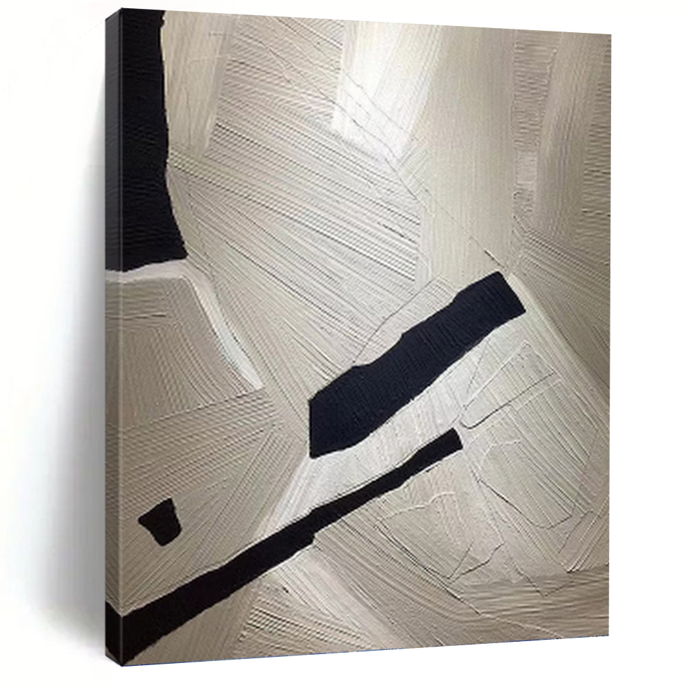 “White - Black Textured Abstract” - Textured Abstract Painting On Canvas PT1241