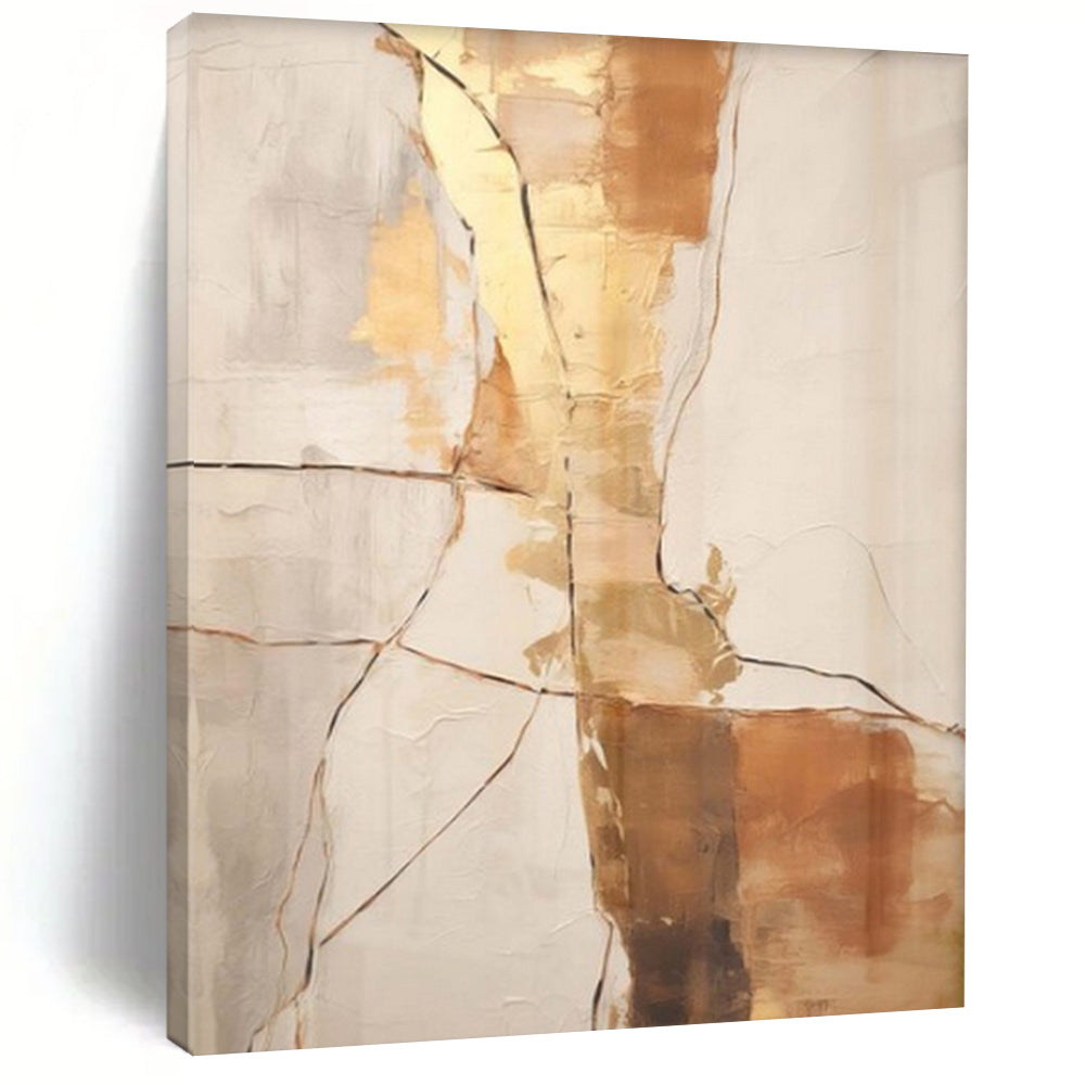 White, Gray, and Gold Textured "Fractured Beauty" Abstract Textured Painting On Canvas PS1052