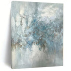 “Soft Blue - Grey Abstract Floral - like Form” - Impressionistic Abstract Painting On Canvas PS0297
