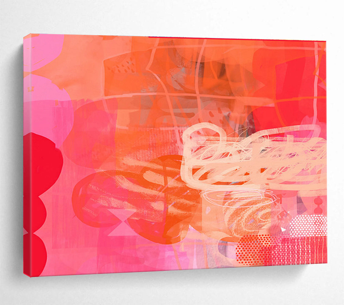 Pink and Orange Abstract Painting On Canvas DKS067