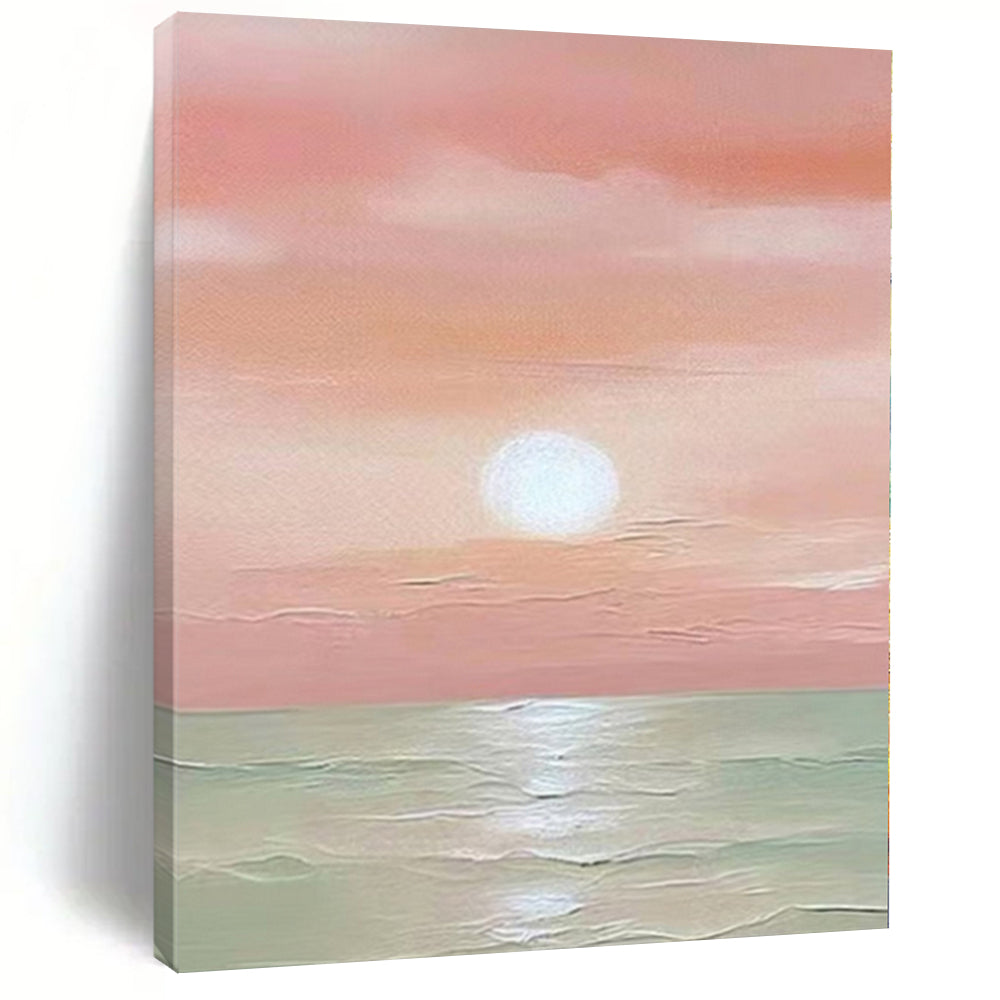 “Pink Sunset Over Sea” - Coastal Abstract Painting On Canvas PS0184