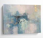 “Subtle Blue - Gray Abstract” - Blue, Gray & White Abstract, Minimalist Oil Painting On Canvas DKS757