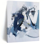 “Blue - White Dynamic Abstraction” - Blue, White, Gray Abstract Painting On Canvas PS0485
