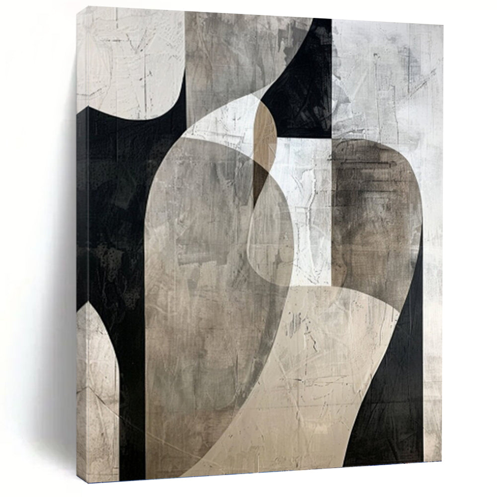 “Monochrome Geometric Abstract” - Minimalist Abstract Painting On Canvas PT1312