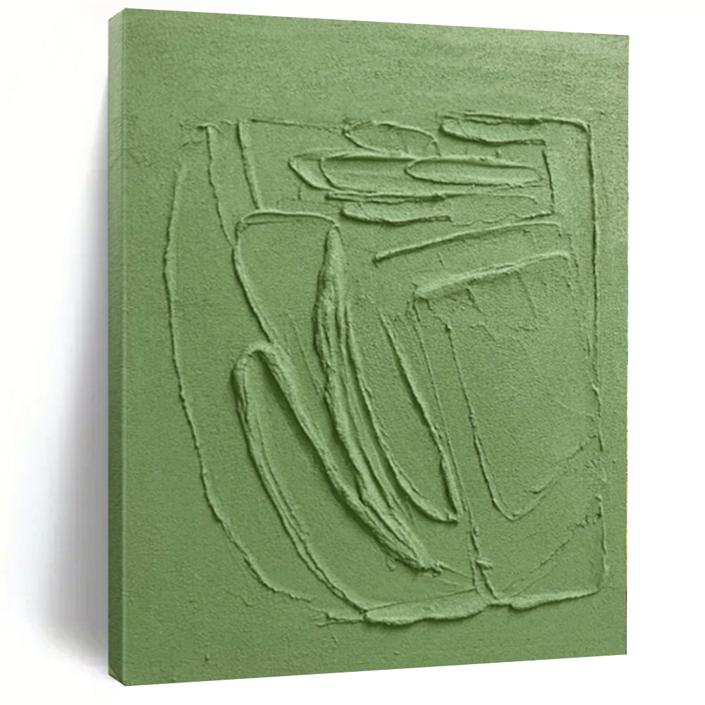 “Textured Green Relief” - Minimalist Abstract Painting On Canvas PS0192