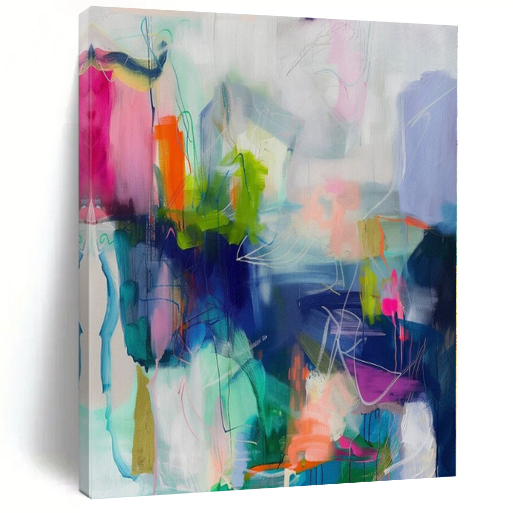 Vivid Colors with Dynamic Brushstrokes "Color Carnival" Abstract Painting On Canvas PS1174