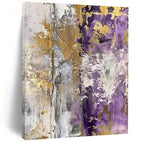 Purple, Gold & Gray Abstract Mosaic "Violet Rhapsody" Painting On Canvas PS0845