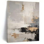 Gray, White & Gold Abstract Drips "City Lights" Painting On Canvas PS0863