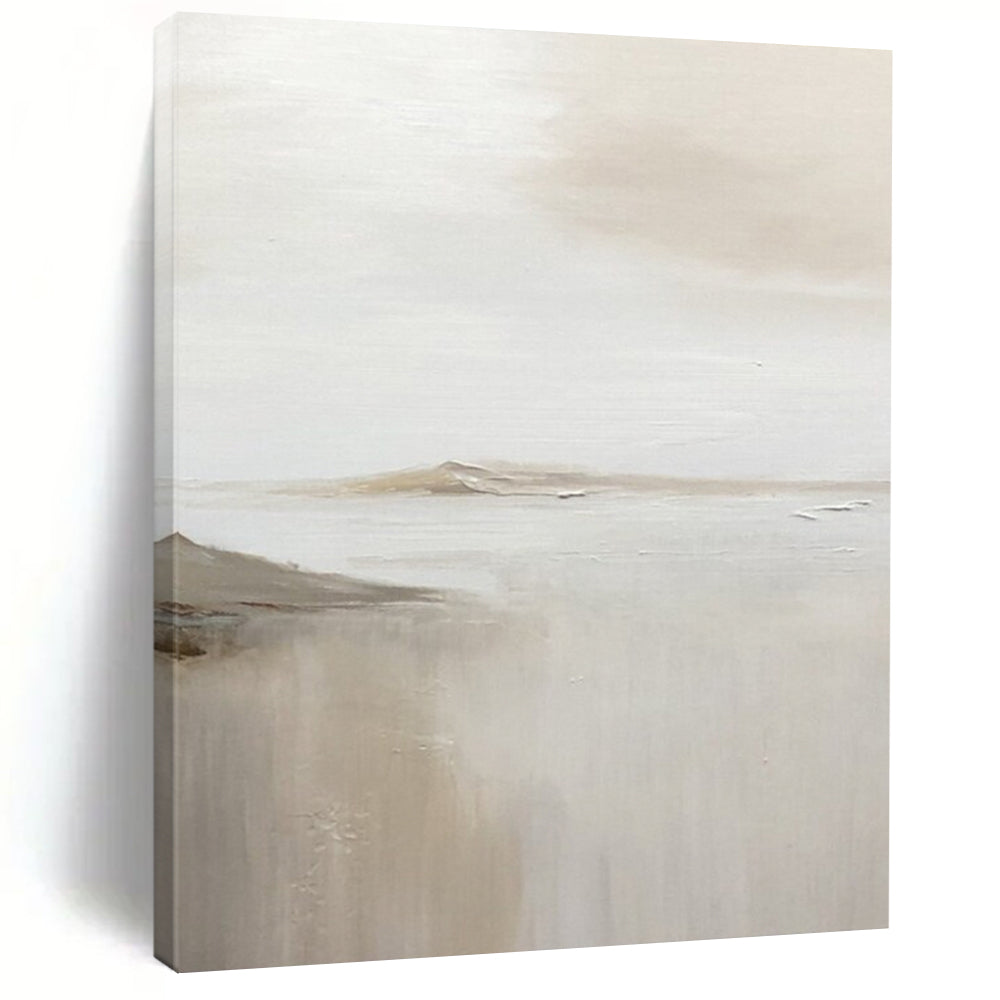 “Soft Neutral Abstract Horizon” - Minimalist Landscape Painting On Canvas DS359