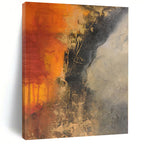 “Orange and Gray Abstract Contrast” - Abstract Impasto Painting On Canvas PS0026