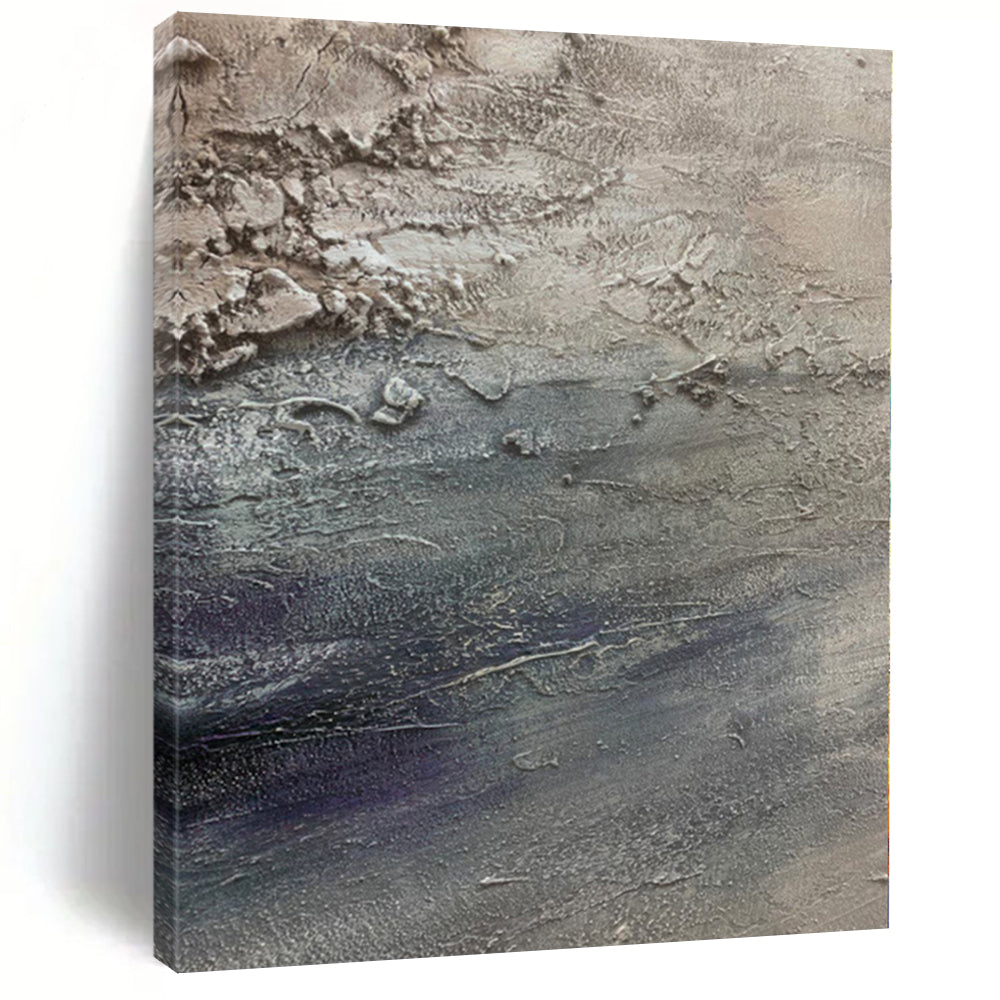 “Gray - Purple Textured Abstract” - Moody Abstract Painting On Canvas PS0115