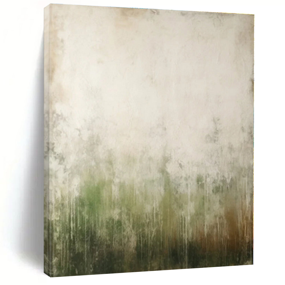 “Green - Gray Abstract Mist” - Green, Gray Abstract Painting On Canvas PS0534
