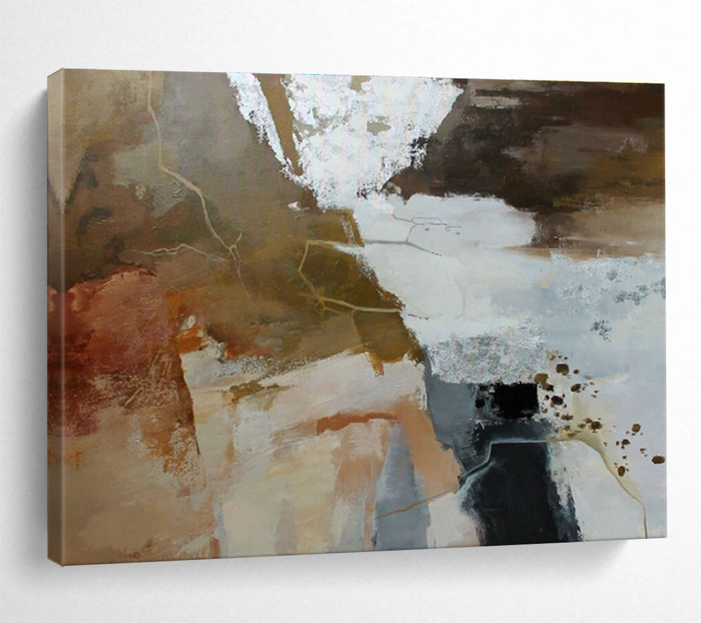 Earth - Toned Abstract Composition Abstract Expressionist Painting On Canvas DKS133