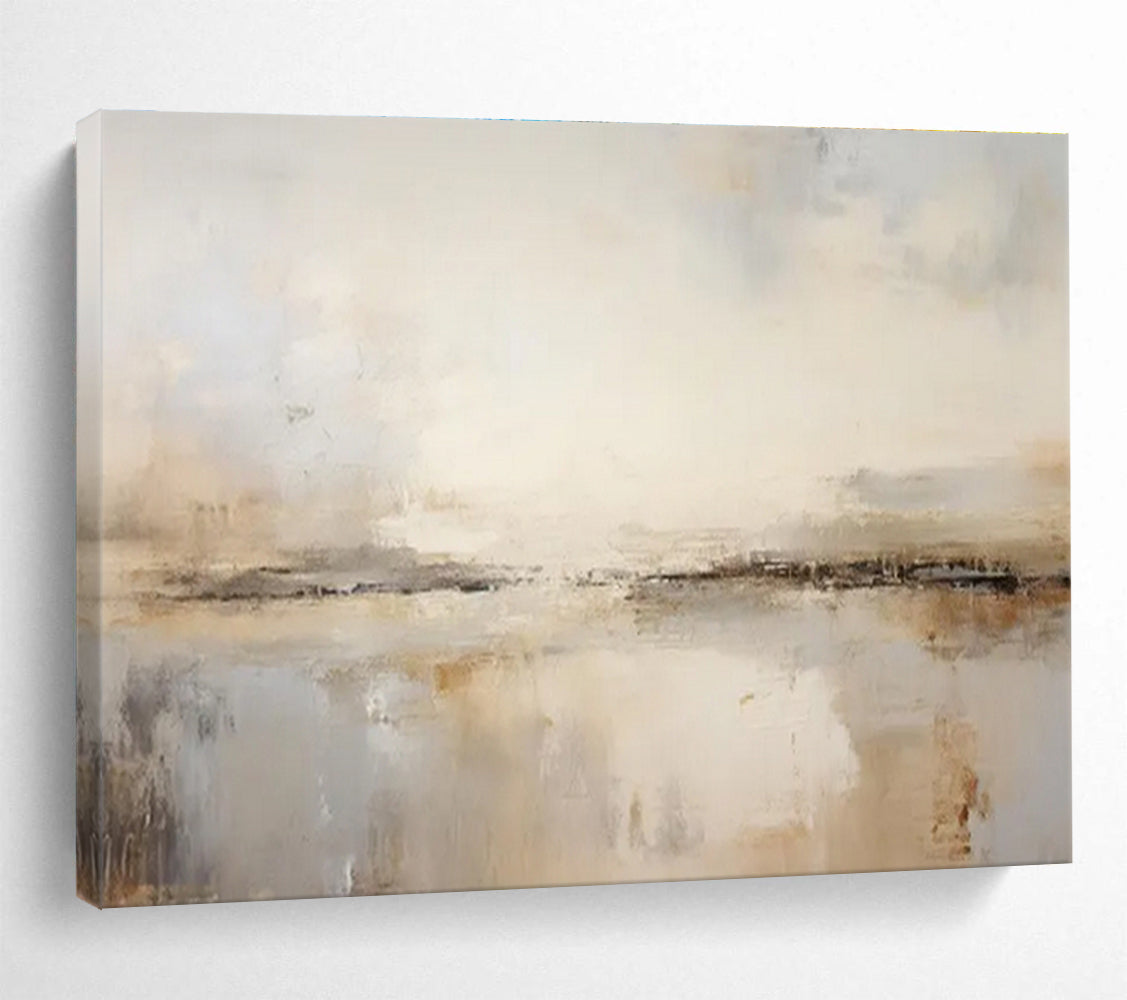 “Neutral Toned Abstract Landscape” - Abstract Landscape Painting, Suitable for Minimalist Bedroom & Yoga Studio DKS623