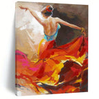 “Flamenco Dancer in Colorful Dress” - Vivid Oil Painting On Canvas PT2178