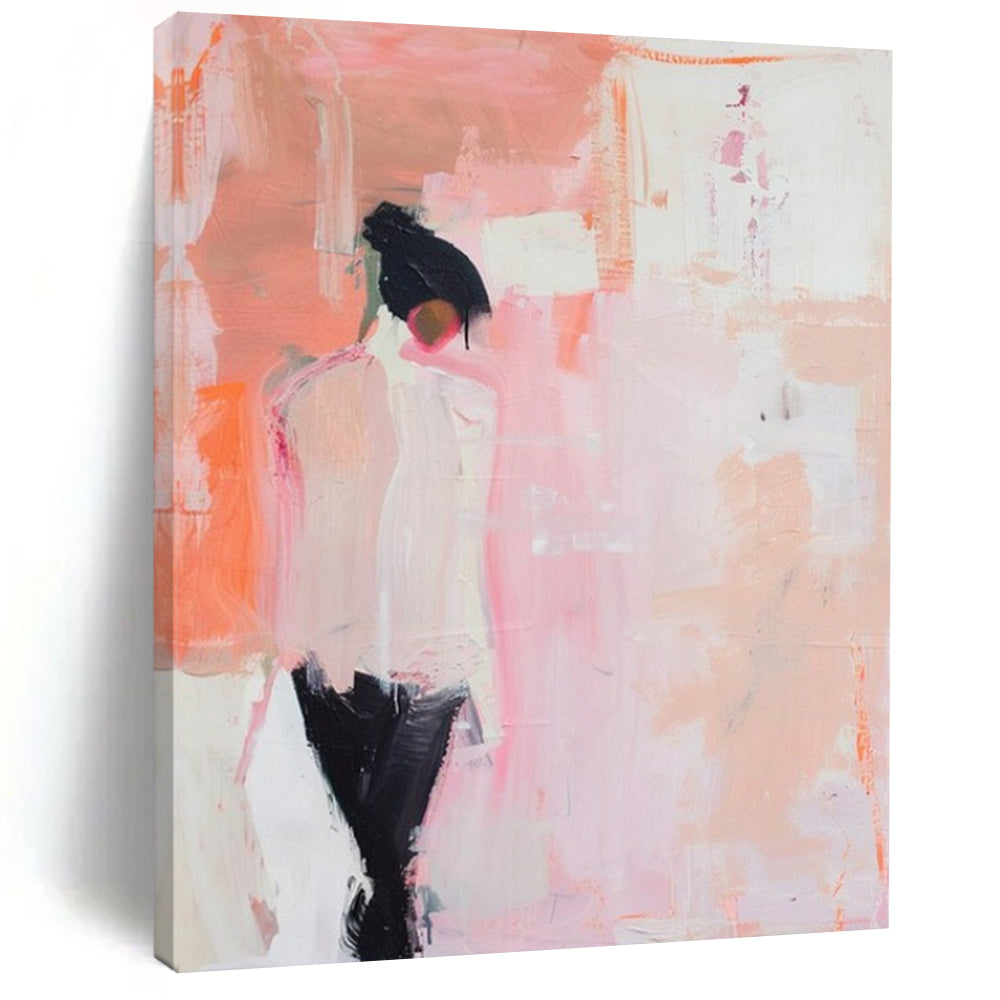 “Soft Pink Abstract Figure” - Abstract Expressionist Painting On Canvas PT2205