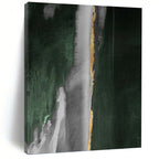 “Green - Grey - Gold Abstract Flow” - Abstract Expressionist Painting On Canvas PT1203