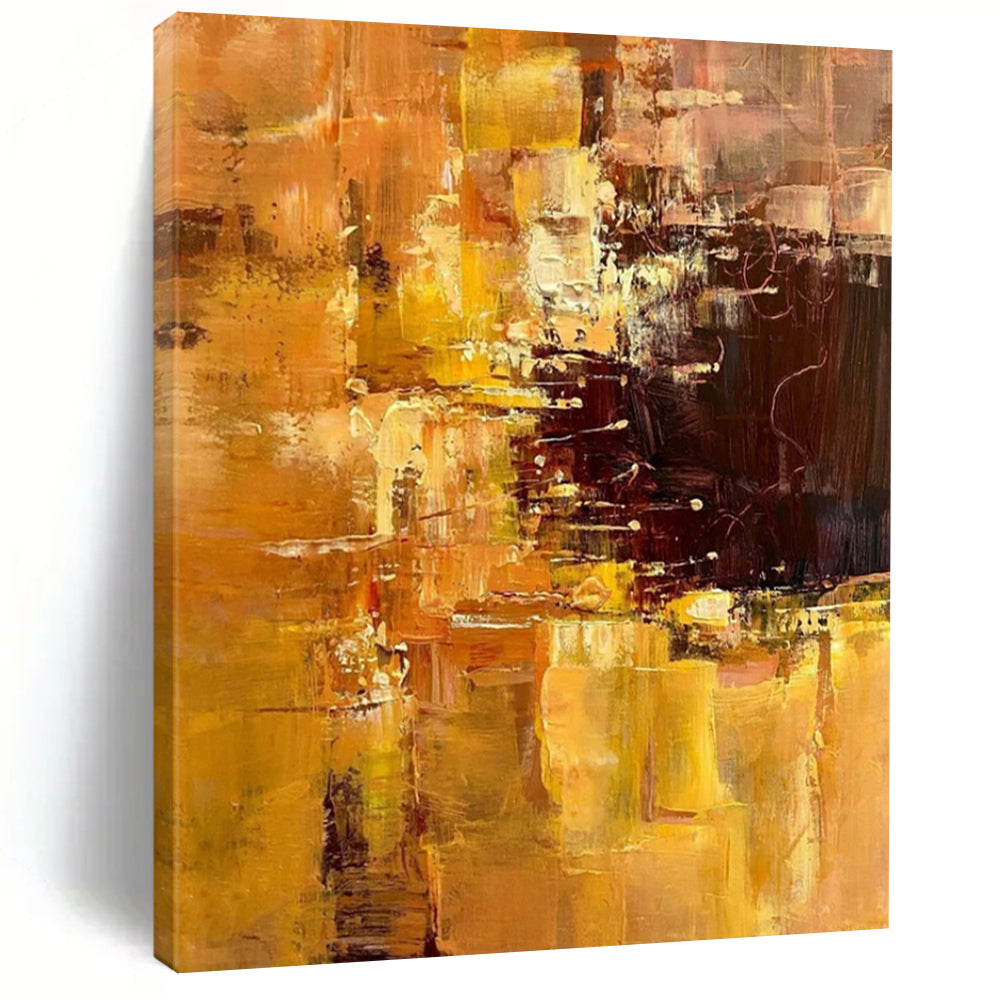 “Golden - Brown Abstract Fusion” - Abstract Impressionist Painting On Canvas PT2302