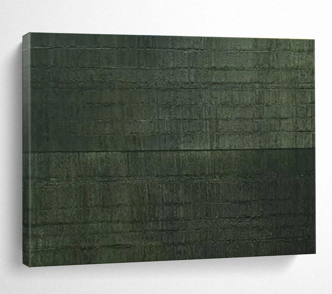 Dark Green Texture: Monochromatic Minimalist Painting for Zen Garden Room & Minimalist Study DKS656