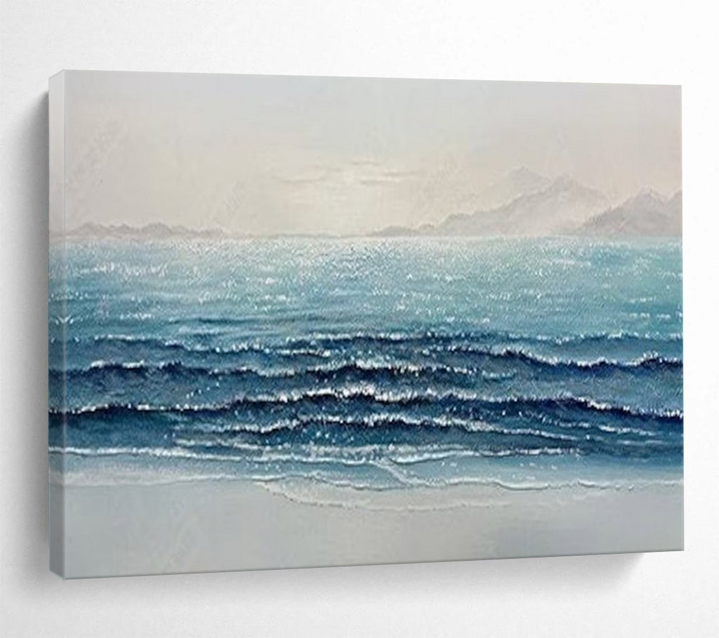“Shimmering Ocean Waves” - Realistic Seaside Painting On Canvas PT185