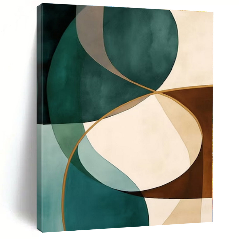 Teal, Brown, Beige with Curved Shapes "Elegant Curves" Abstract Painting On Canvas PS1264