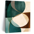 Teal, Brown, Beige with Curved Shapes "Elegant Curves" Abstract Painting On Canvas PS1264