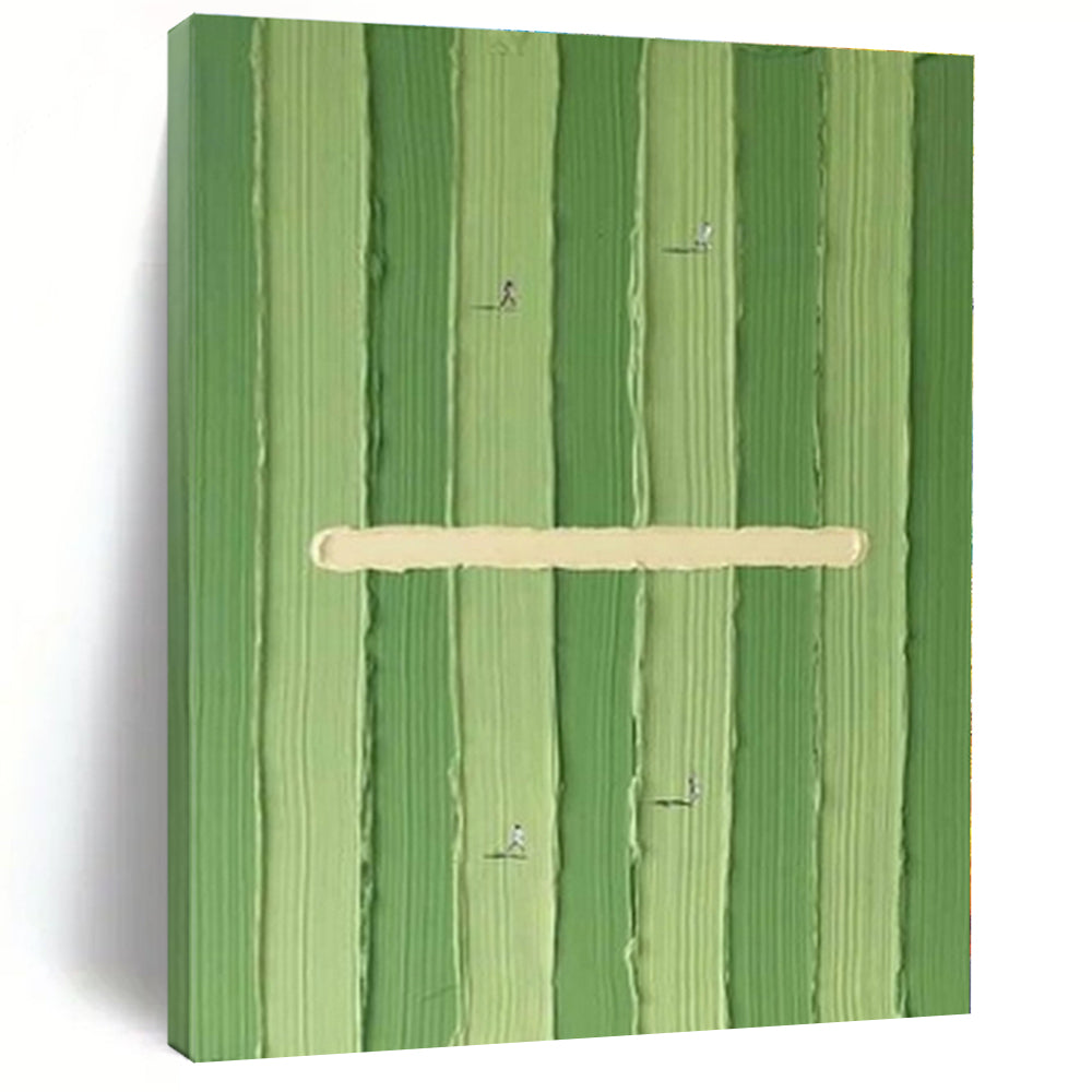 Green Stripes with Figures "Green Paths" Abstract Painting On Canvas PS1356