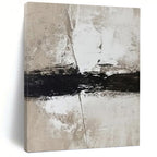 “Black, Beige and White Textured Abstract” - Minimalist Abstract Painting On Canvas PT0976