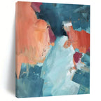 “Blue, Orange, and Pink Abstract” - Fauvist Abstract Painting On Canvas PT2269