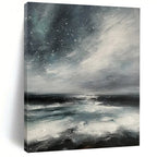 “Monochromatic Seaside Abstract” - Impressionist Seaside Painting On Canvas PT2270