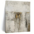 “Grey - Gold Abstract Textured Walls” - Tactile Abstract Painting On Canvas PS0356