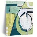 “Green and White Geometric Precision” - Geometric Abstract Painting On Canvas PT2375