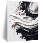“Sleek Black - and - White Textured Abstract” - Contemporary Abstract Painting On Canvas PS0241
