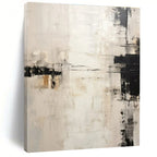 “White - Beige - Black Abstract Subtle Lines” Painting On Canvas PS0838