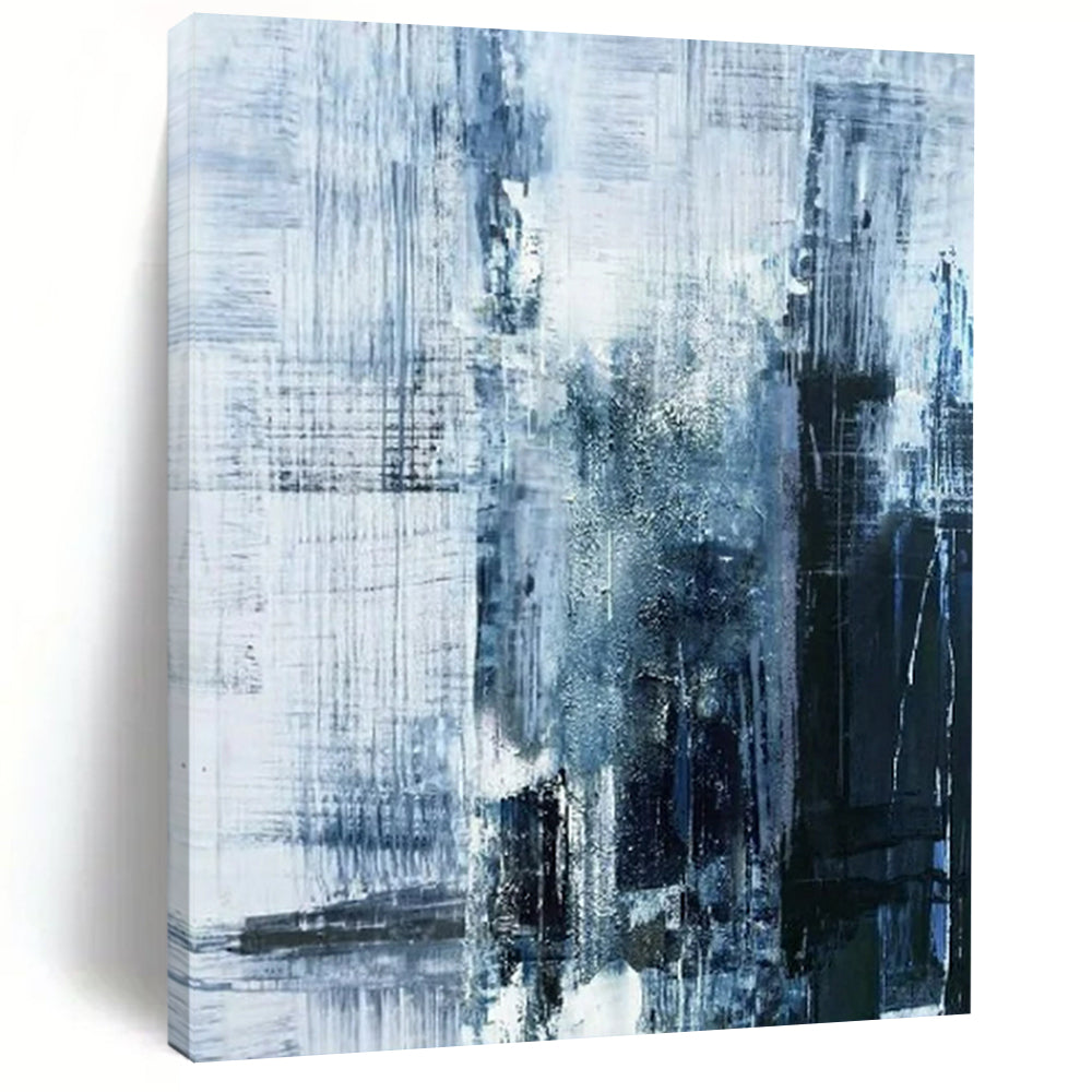 “Blue - Gray Abstract Cityscape” - Abstract Urban Painting On Canvas PT2343