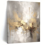 “Gray - Gold - Red Abstract Fusion” - Gray, Gold, Red Abstract Painting On Canvas PS0542