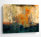 Mixed - Tone Abstract Horizon - Layered Landscape Painting On Canvas DKS378