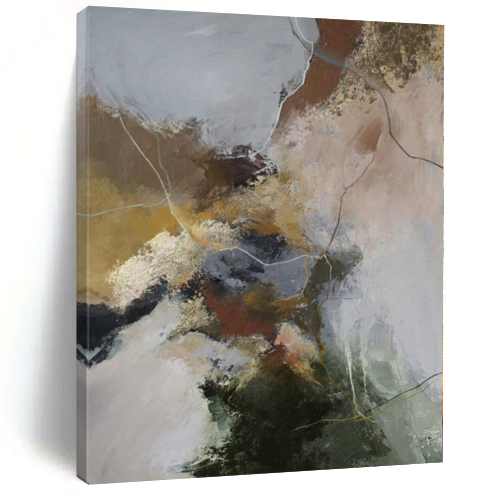 “Earth - Toned Abstract with Subtle Lines” - Textured Abstract Painting On Canvas PS0254