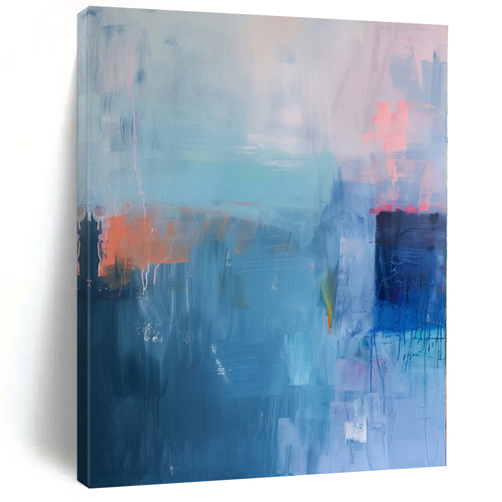 Blue, Teal, Orange and Pink with Textured Layers "Coastal Rhythm" Abstract Painting On Canvas PS1178