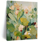 “Soft Green and White Florals” - Impasto Floral Painting On Canvas PT2236