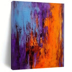 Blue - Purple - Orange Abstract Clash Textured Painting On Canvas DS075