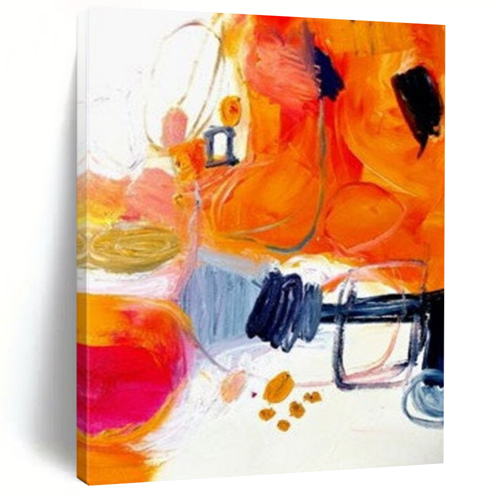 “Orange & Blue Abstract Fusion” - Color - Blocked Abstract Painting On Canvas DS272