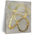 Gray with Gold Curved Lines "Elegant Twist" Luxe Abstract Painting On Canvas PS1097