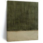 “Dual - Toned Green Stripes” - Minimalist Abstract Painting On Canvas PS0217