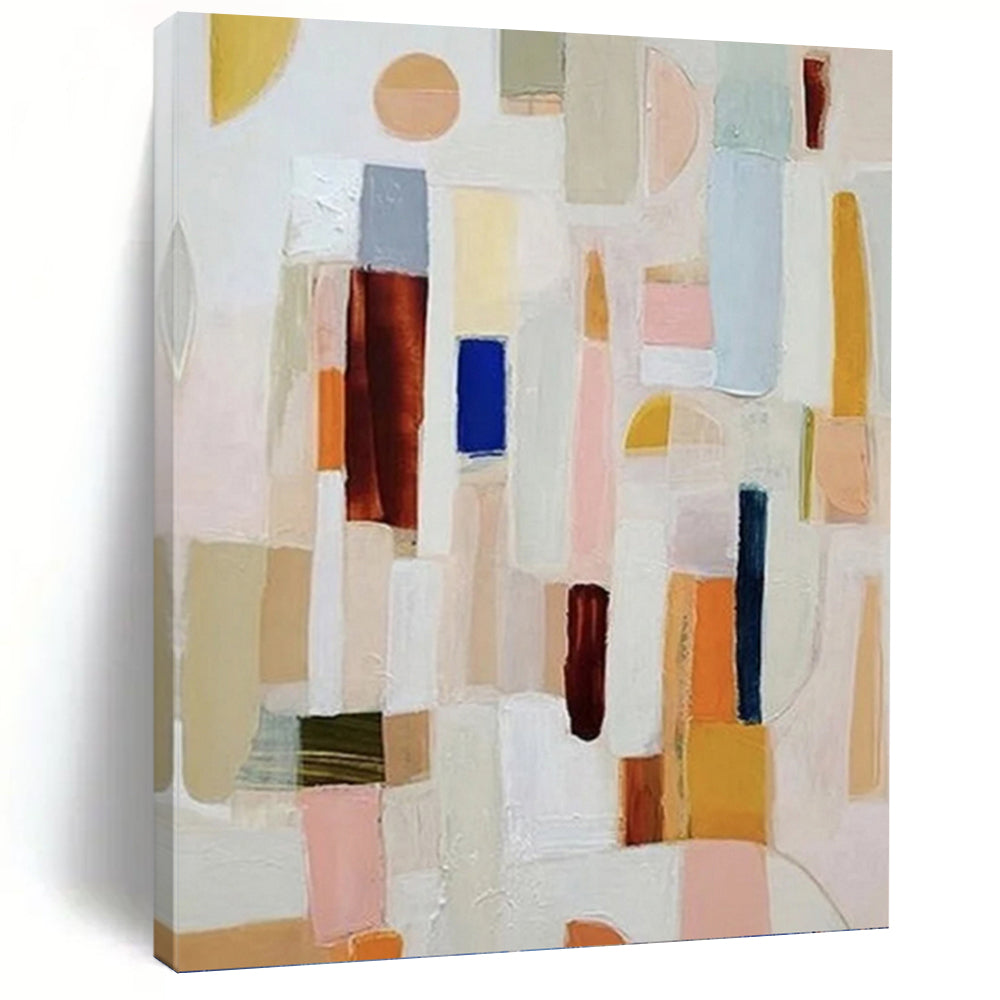 “Soft - Colored Abstract Blocks” - Delicate Abstract Painting On Canvas PT1113