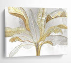 “Gold - Silver Tropical Foliage” - Elegant Botanical Painting On Canvas PT1560