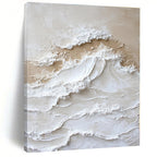 “Cream - White Textured Waves” - Cream, White Textured Abstract Painting On Canvas PS0444