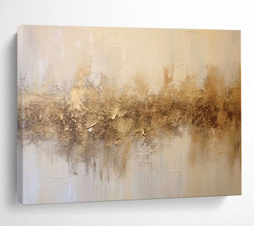“Earthy Gold Stripes” - Minimalist - Textured Painting On Canvas PT1538