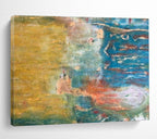 “Color Fusion Landscape” - Yellow, Blue & Green Abstract, Textured Oil Painting On Canvas DKS721